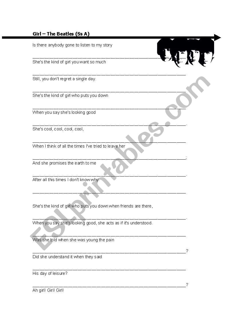 Girl by the Beatles worksheet
