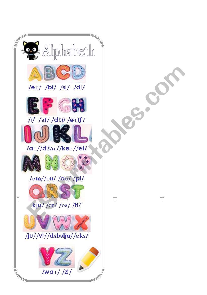 Book Mark worksheet