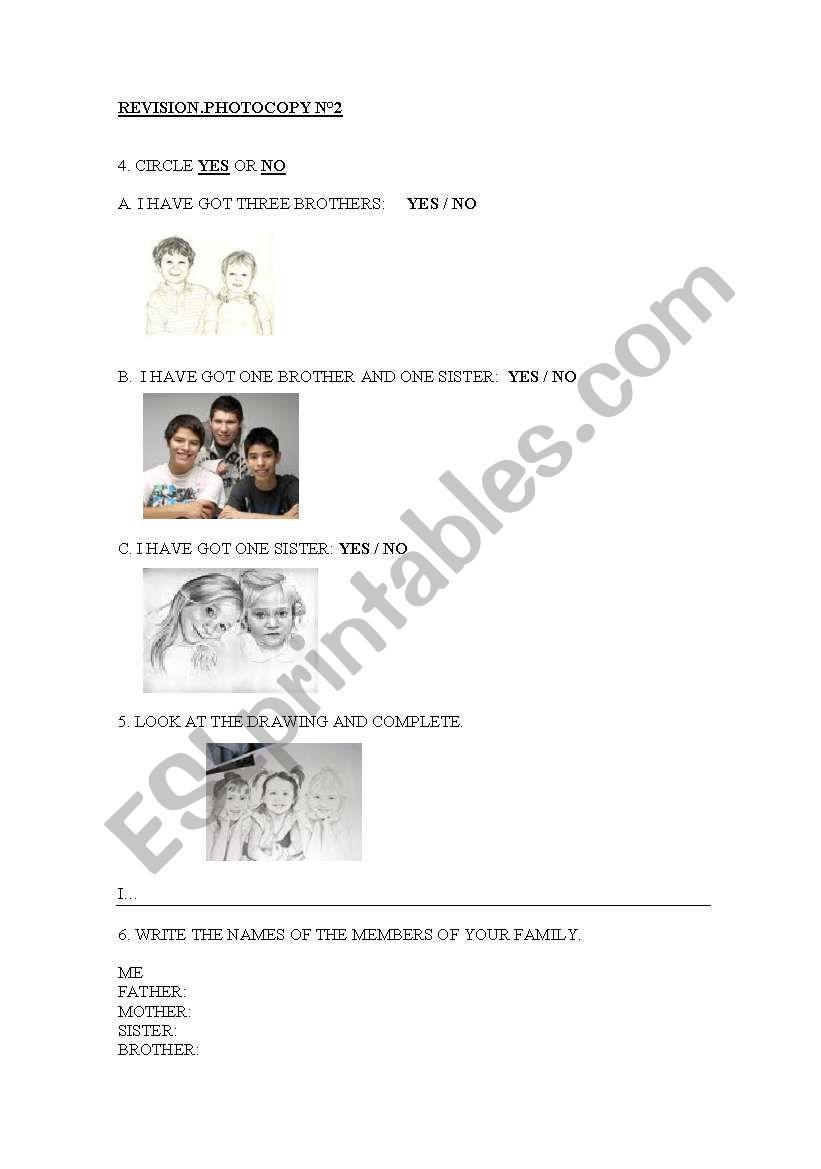 revision: family members worksheet