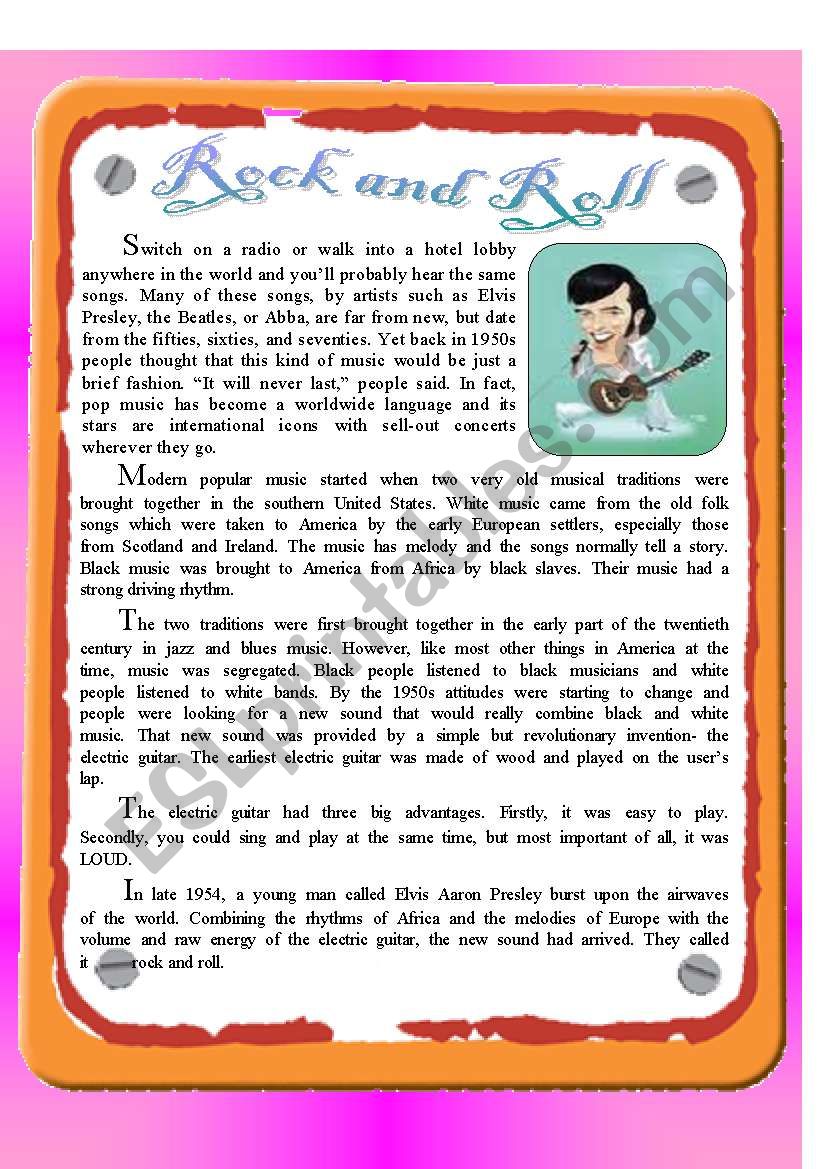 Reading - Rock nÂ´ Roll worksheet