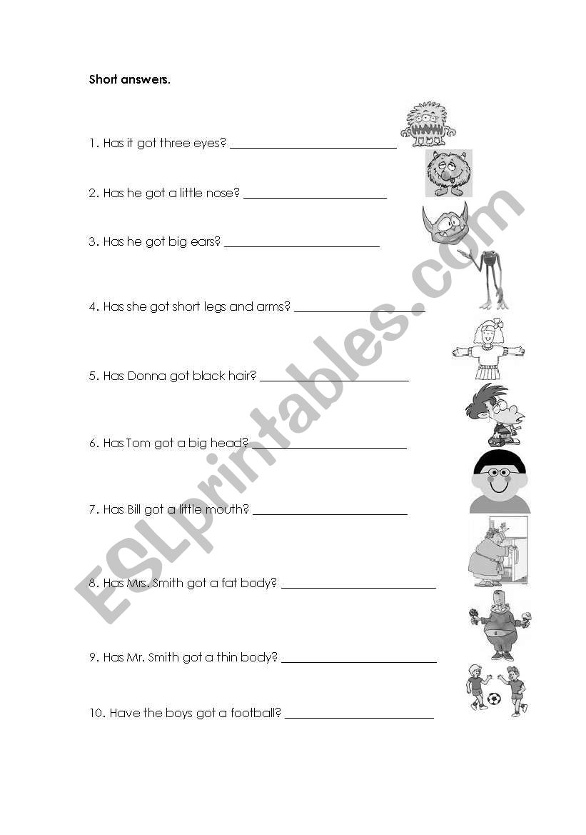 Have got-Short Answers worksheet