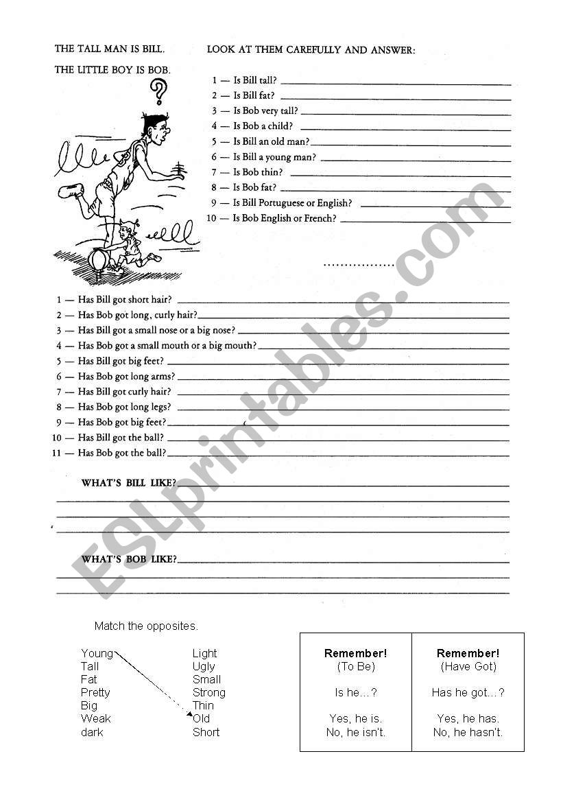 DESCRIBING PEOPLE worksheet