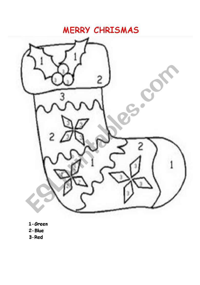 Colours christmas worksheet