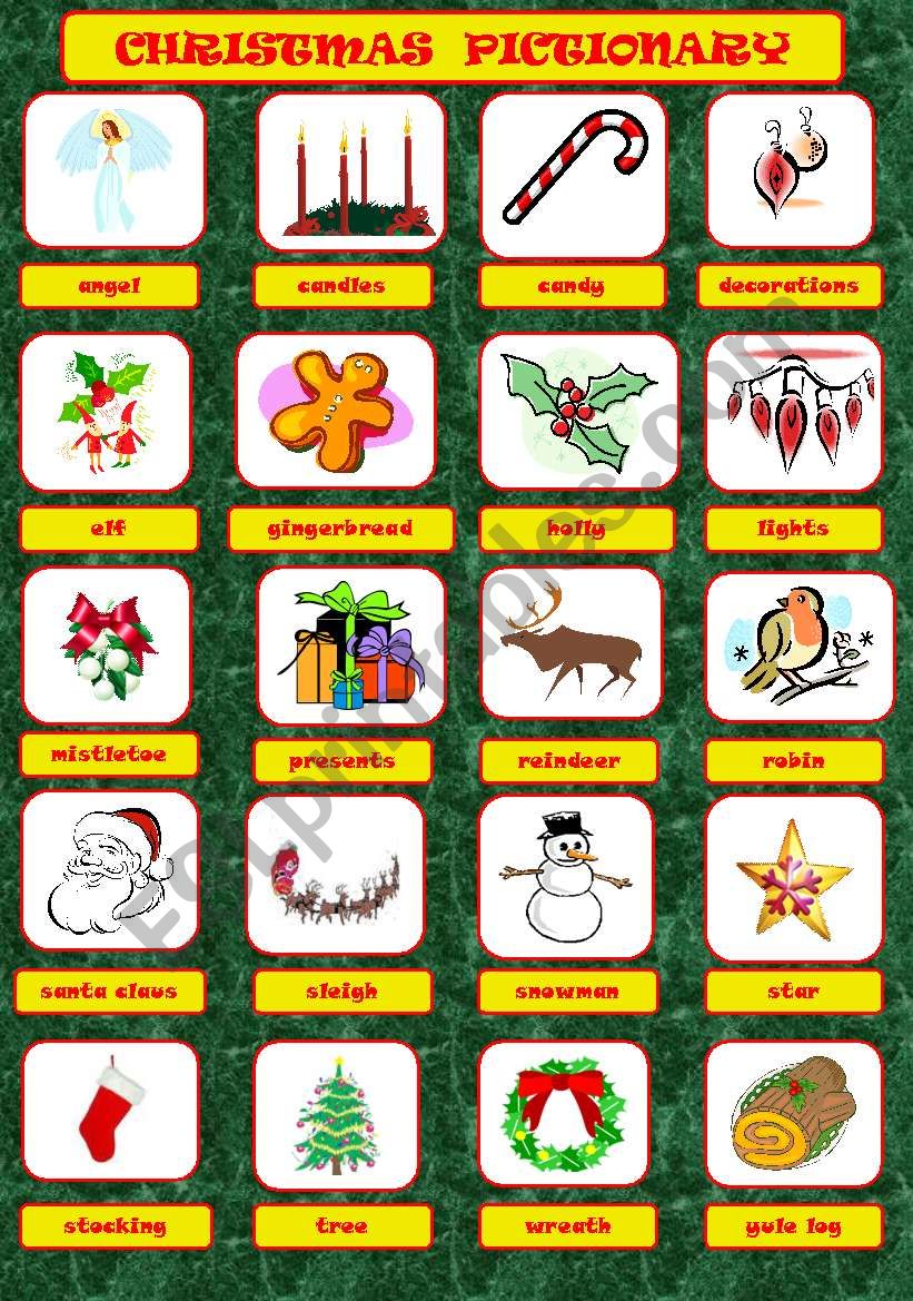 CHRISTMAS PICTIONARY worksheet