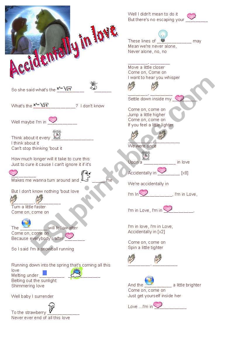 Accidentally in Love worksheet