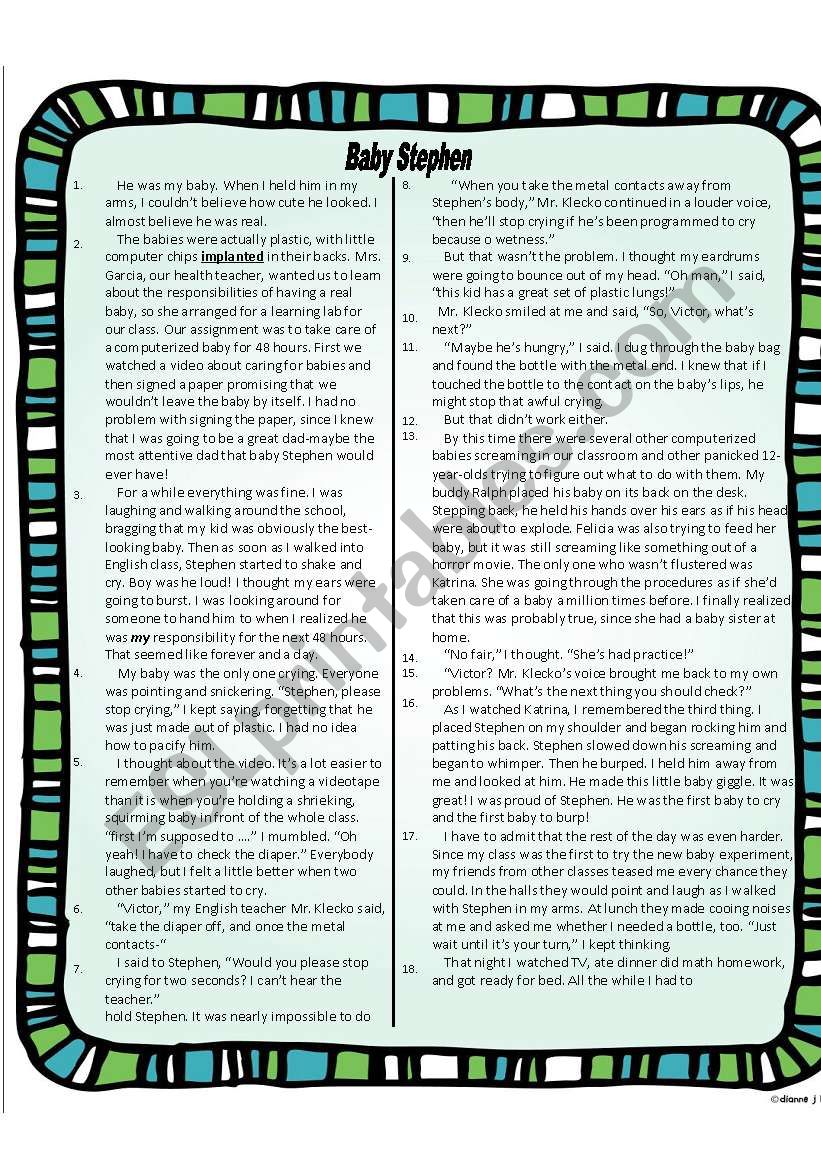 Comprehension passage with Blooms Taxonomy Questions