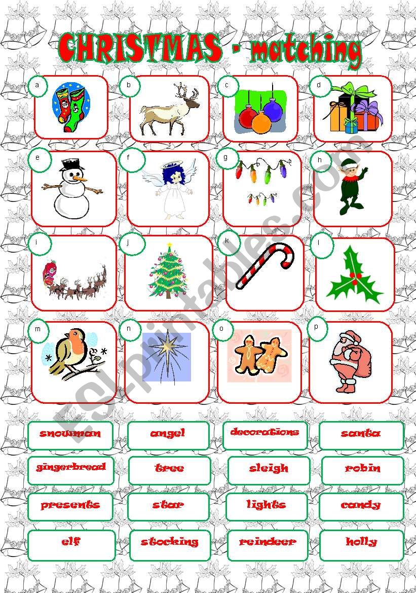 CHRISTMAS matching worksheet