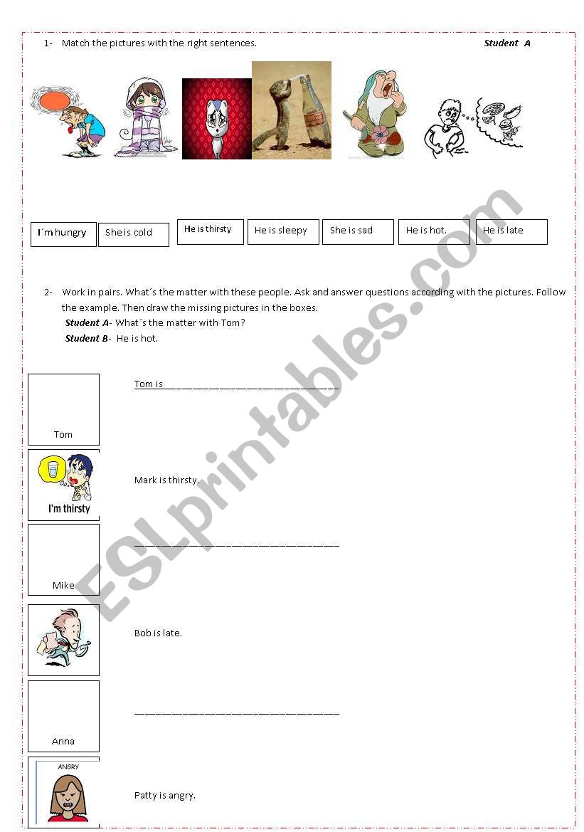 Whats the matter with you? worksheet