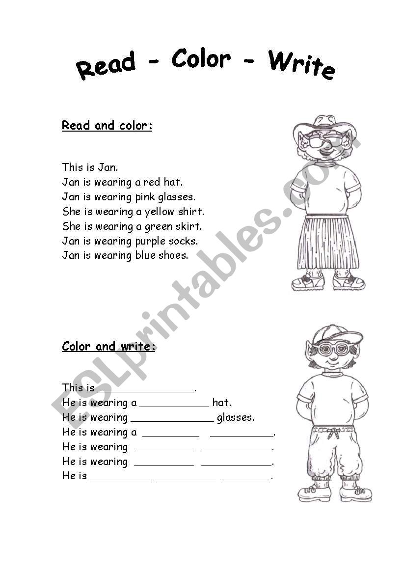 Reading and writing about colors and clothes