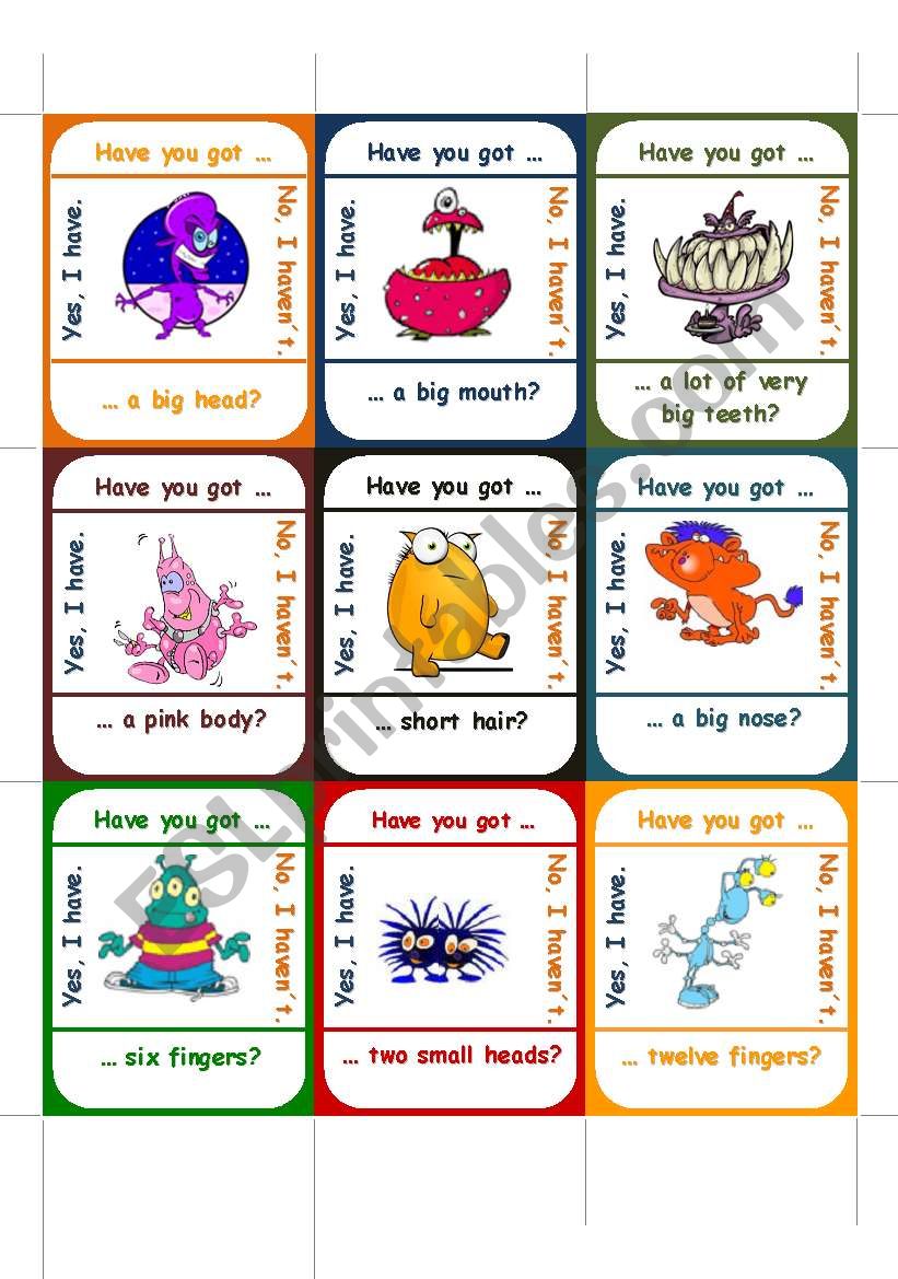 HAVE YOU GOT ... go fish game worksheet