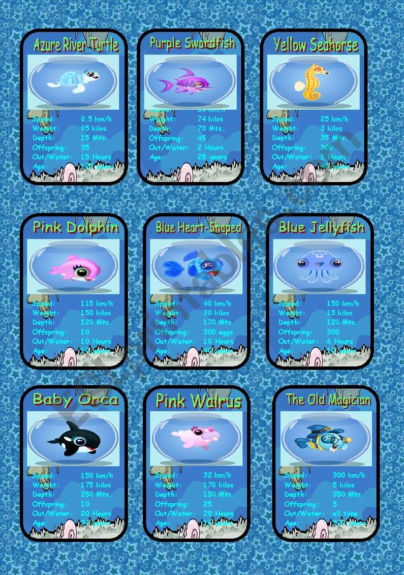 Comparative Ocean Cards I worksheet