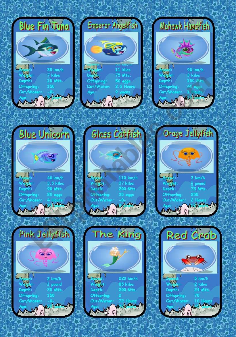 Comparative Ocean Cards II worksheet