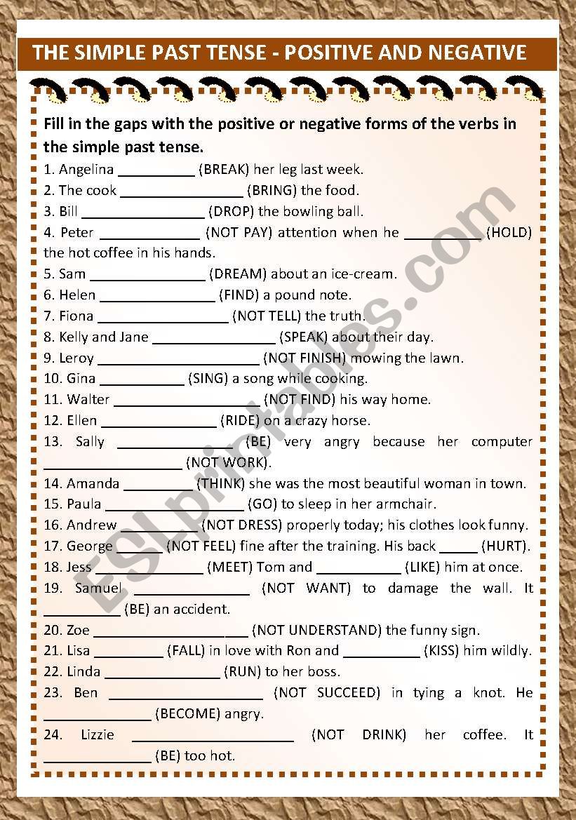 The simple past tense - positive and negative sentences