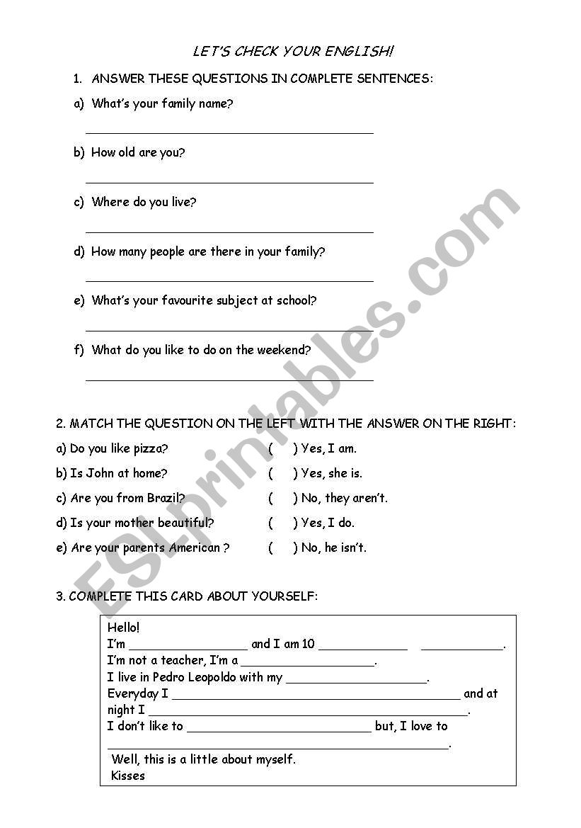 Lets practice! worksheet