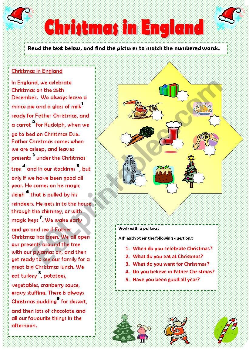 CHRISTMAS IN ENGLAND worksheet
