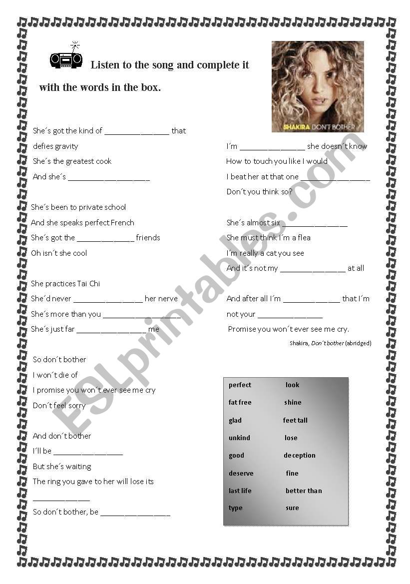 DonÂ´t bother me worksheet