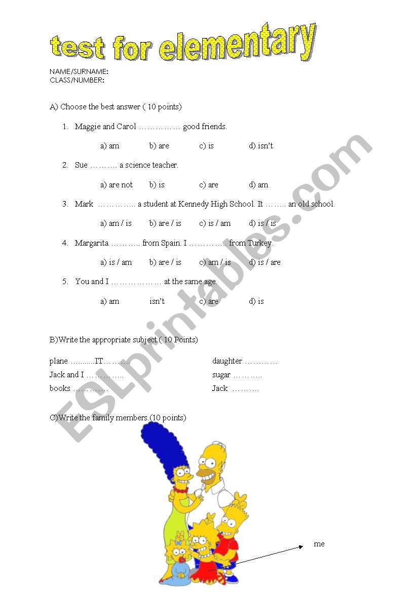 test  worksheet