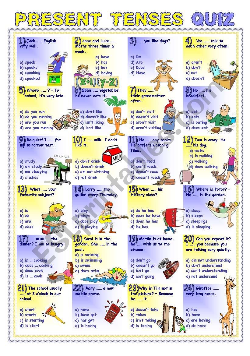 Present Simple and Present Continuous Quiz