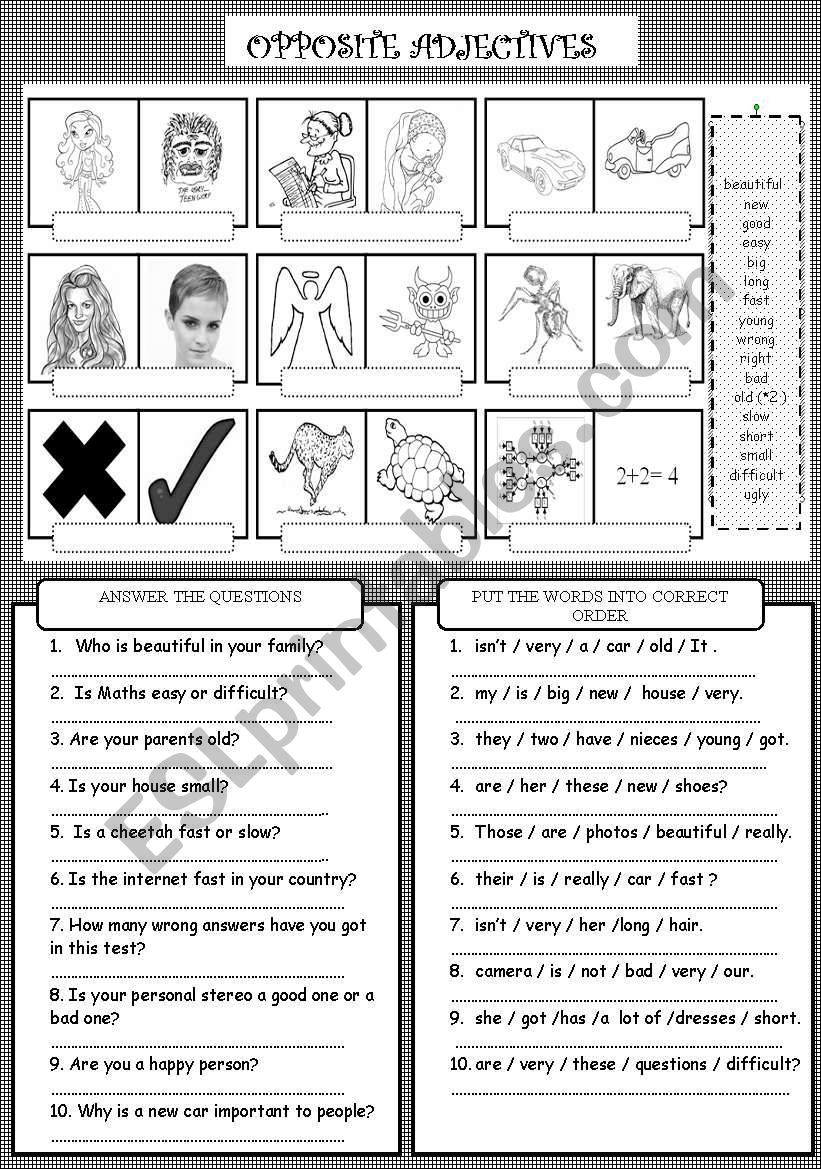 OPPOSITE ADJECTIVES worksheet