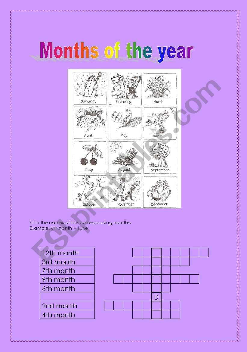 Months of the year worksheet