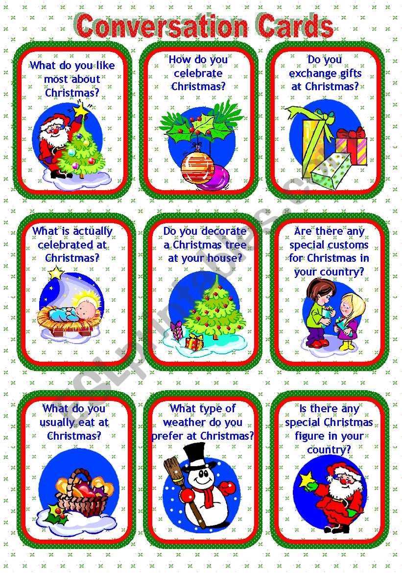 CONVERSATION CARDS: CHRISTMAS worksheet