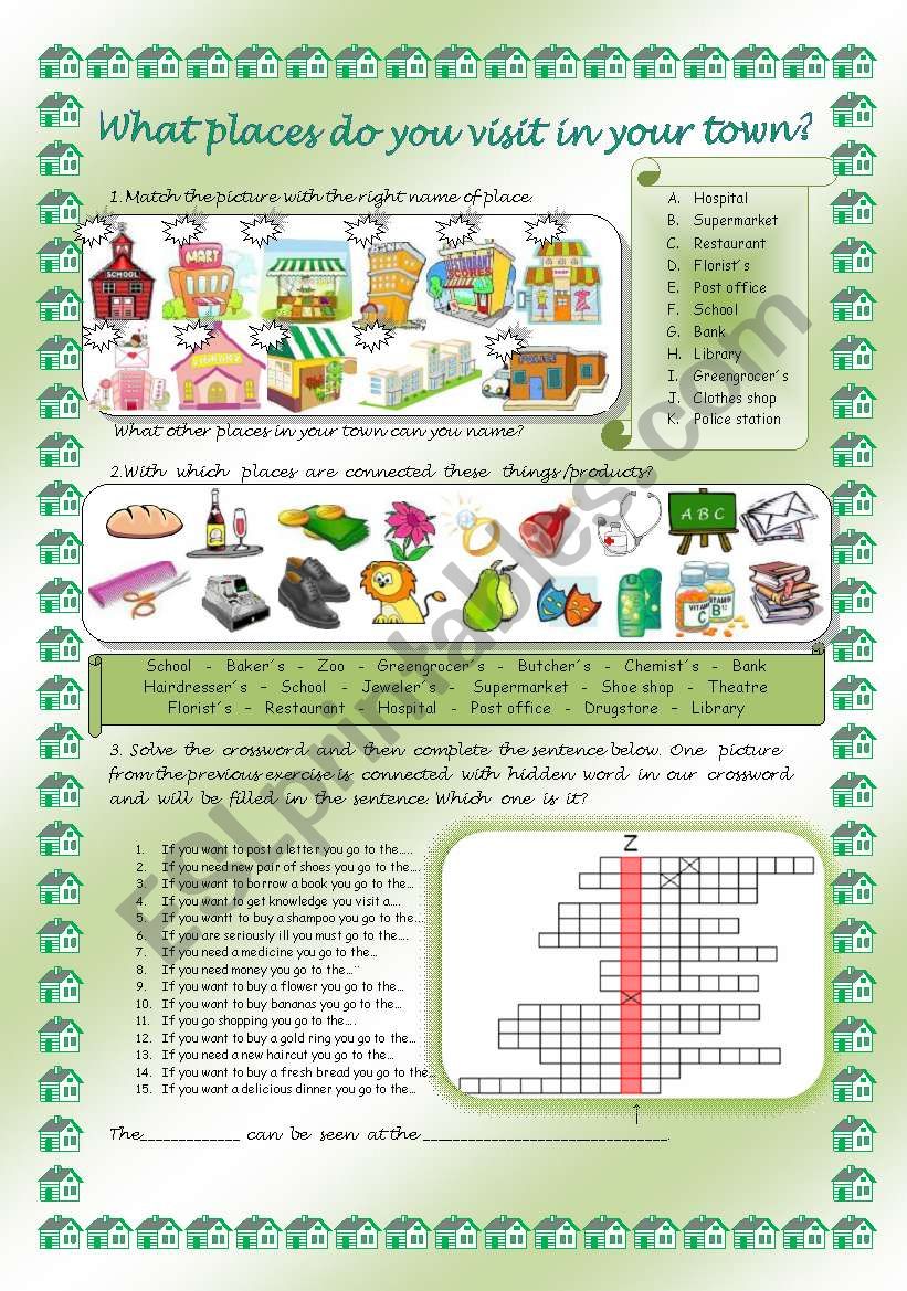 PLACES IN YOUR TOWN - part 1 worksheet