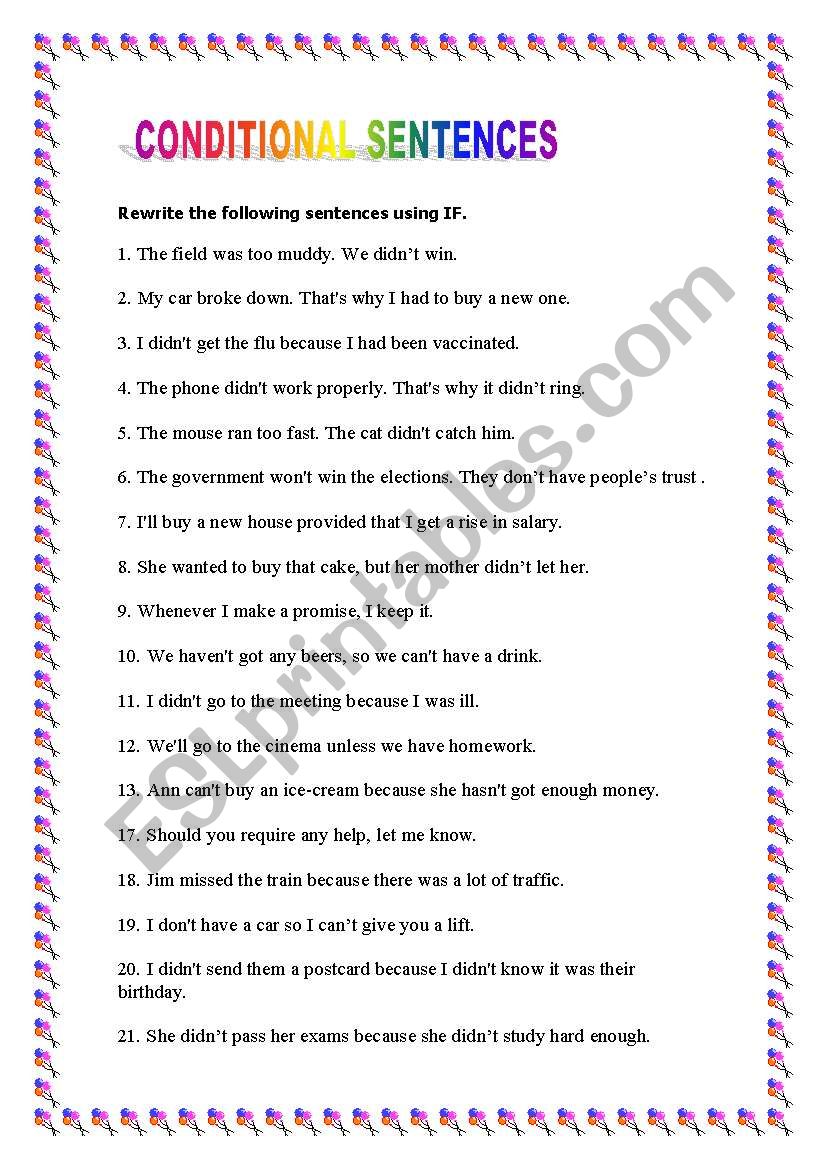 conditional sentences worksheet