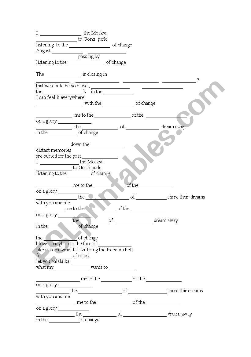 Wind of change worksheet