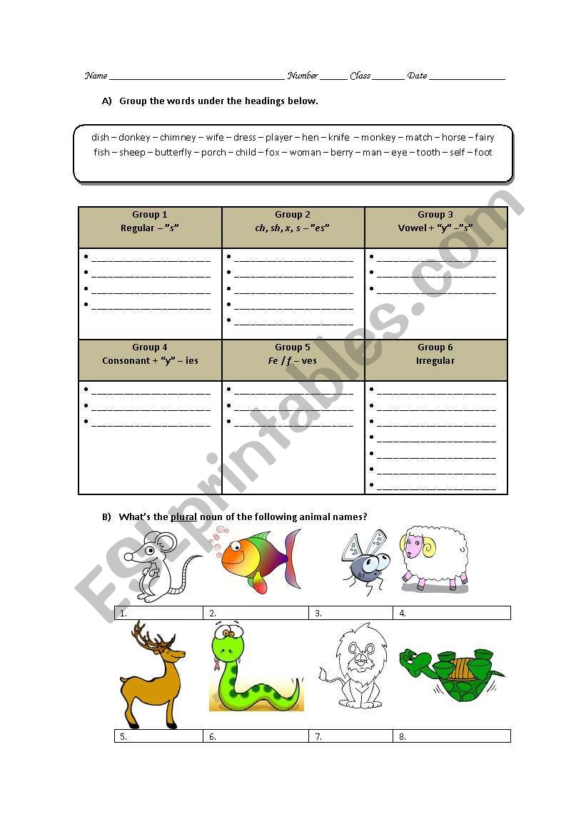 The Plurals worksheet