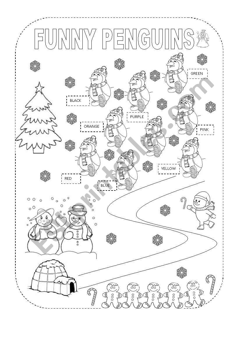 Christmas Funny Penguins worksheet