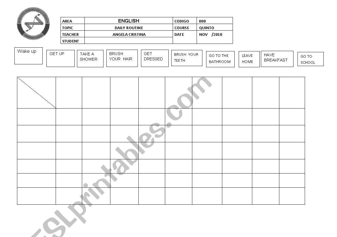 DAILY ROUTINE worksheet