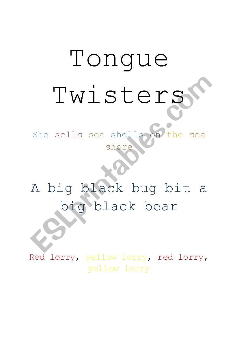 tongue twisters worksheet