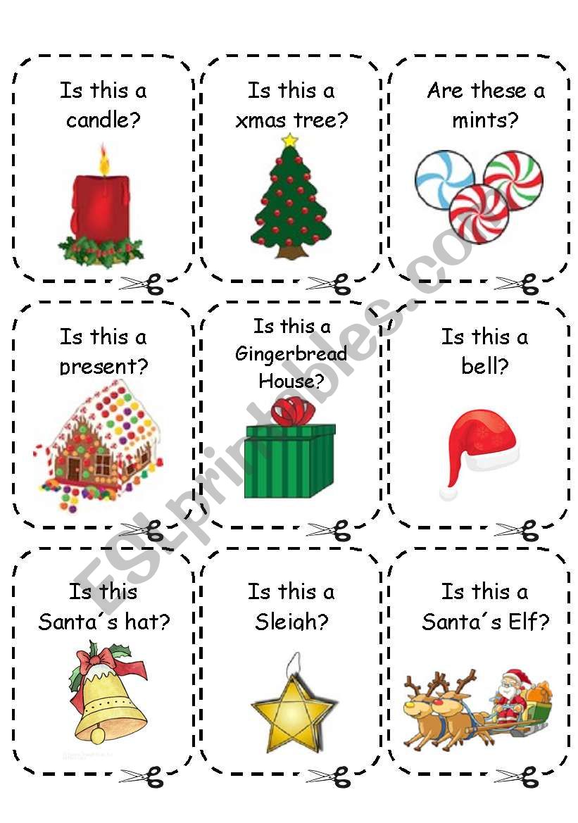 Christmas - Conversation Game Cards - 1/2  ( instructions worskheet 2/2)