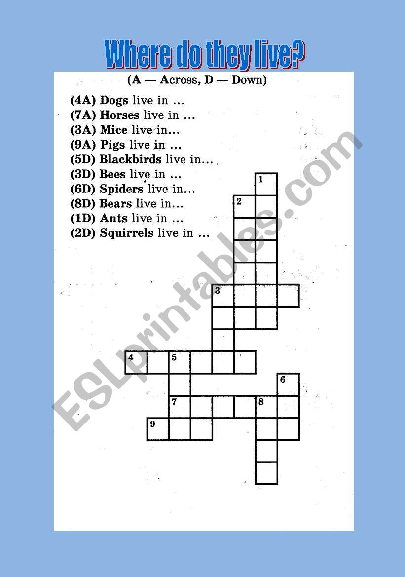 where do the live? worksheet