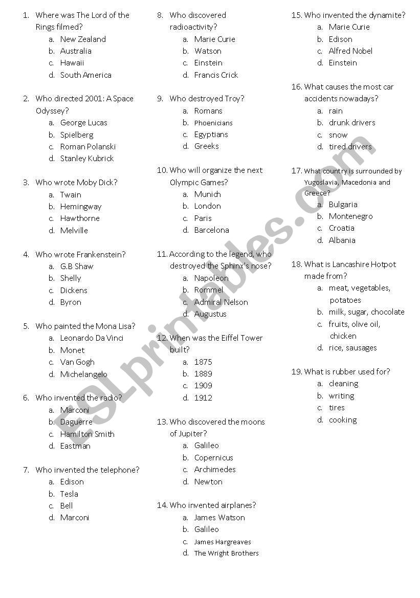 Passive Quiz worksheet