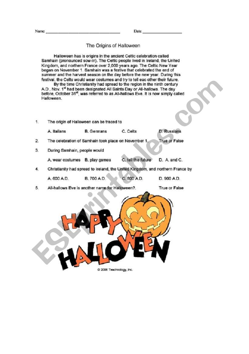 Halloween worksheet