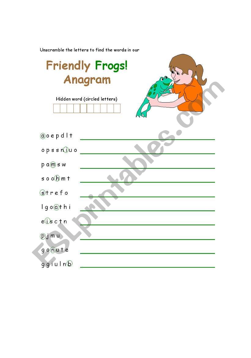 Anagram Activity worksheet