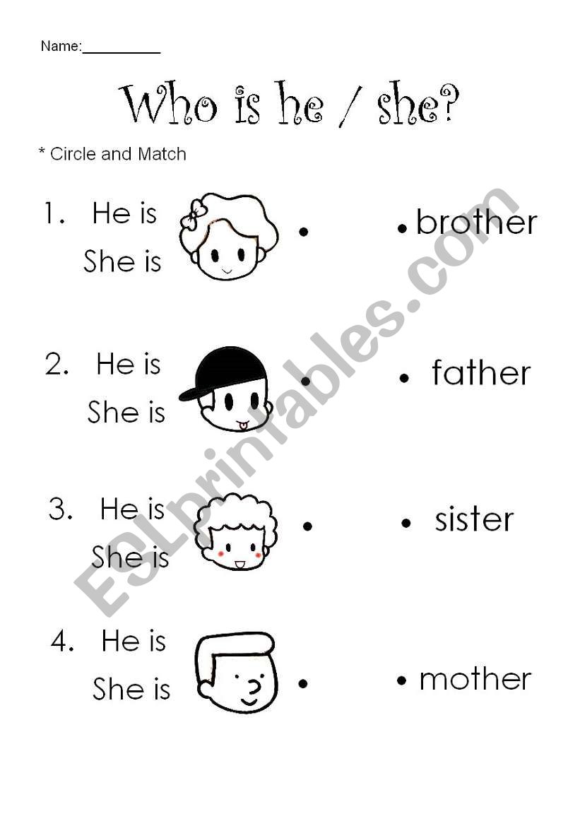 He is / She is worksheet