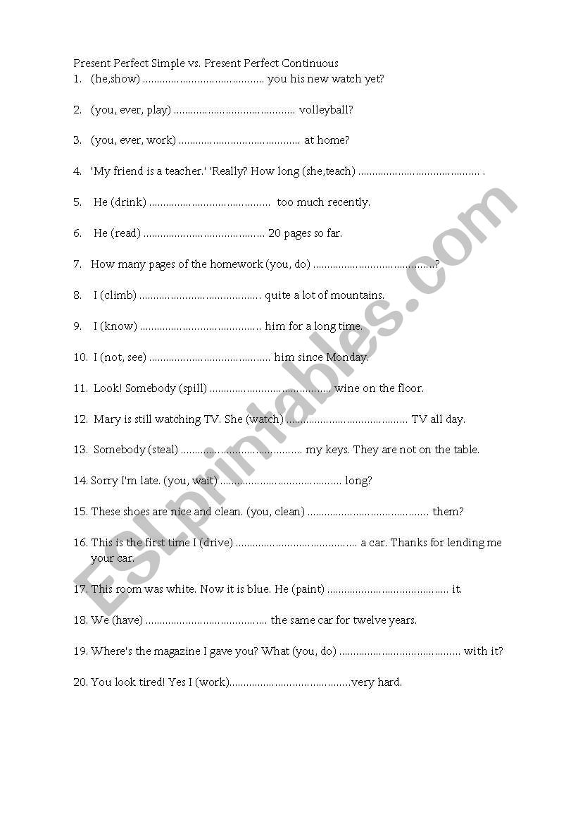 Present Perfect or Present Perfect continuous
