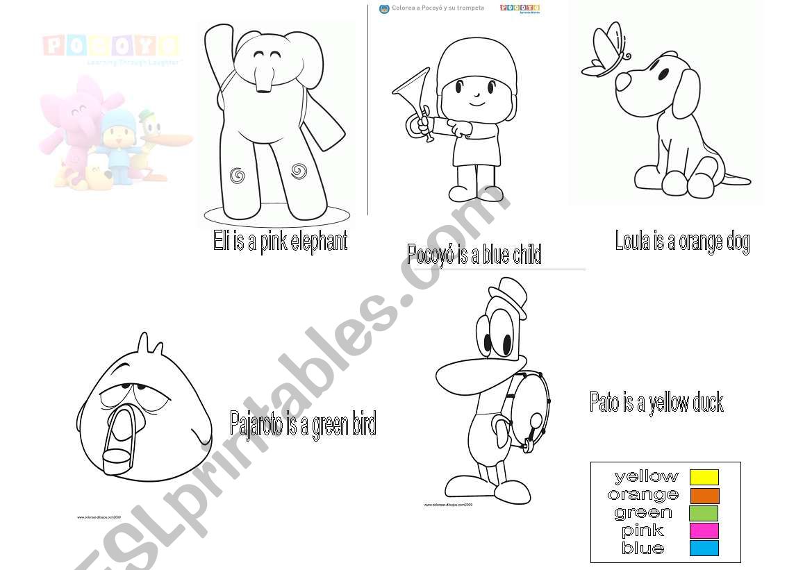 color pocoyo worksheet