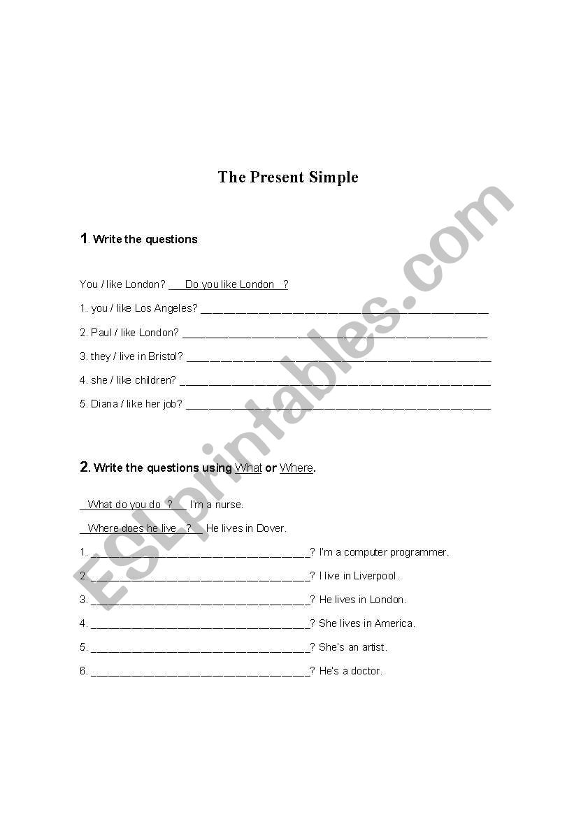 Present Simple worksheet