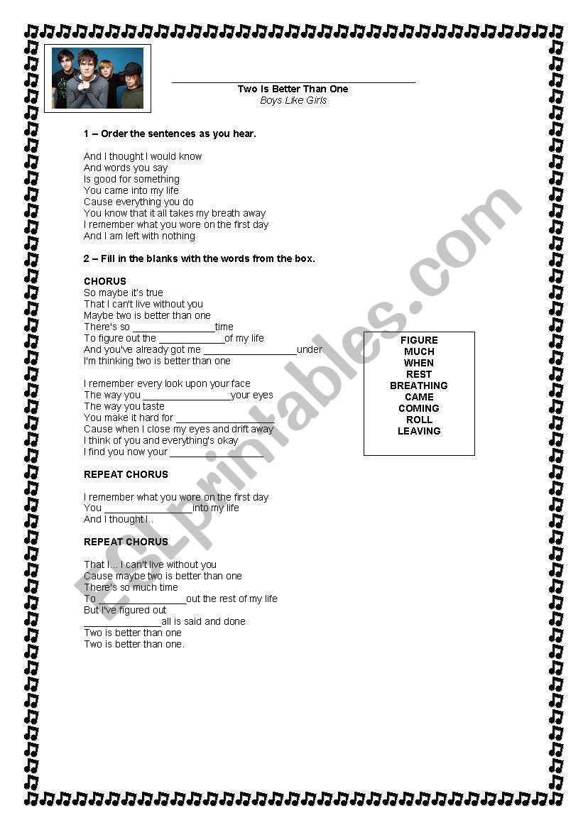 Two is better than one worksheet