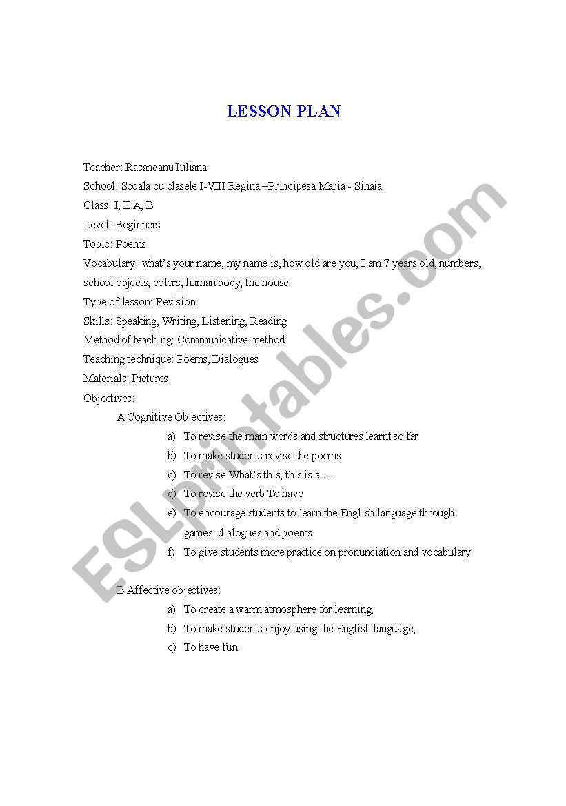 lesson plan worksheet