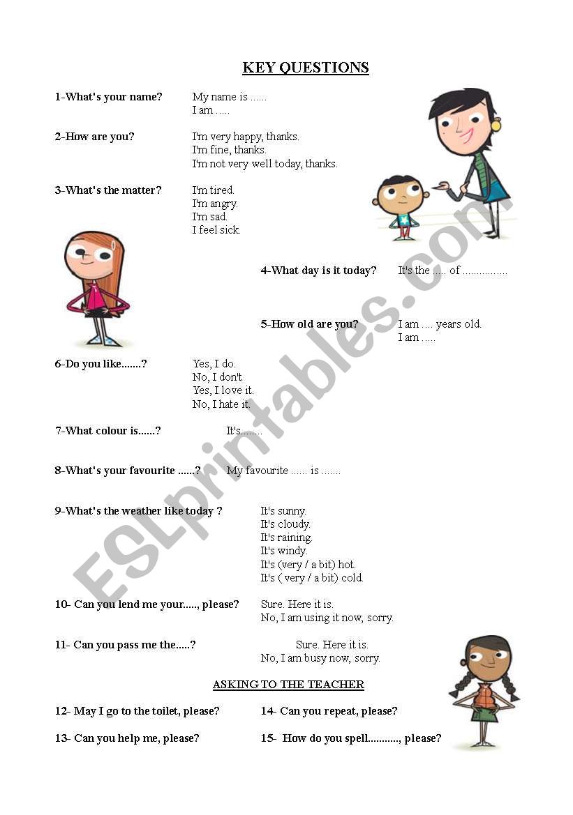 KEY QUESTIONS (STUDY HANDOUT) worksheet