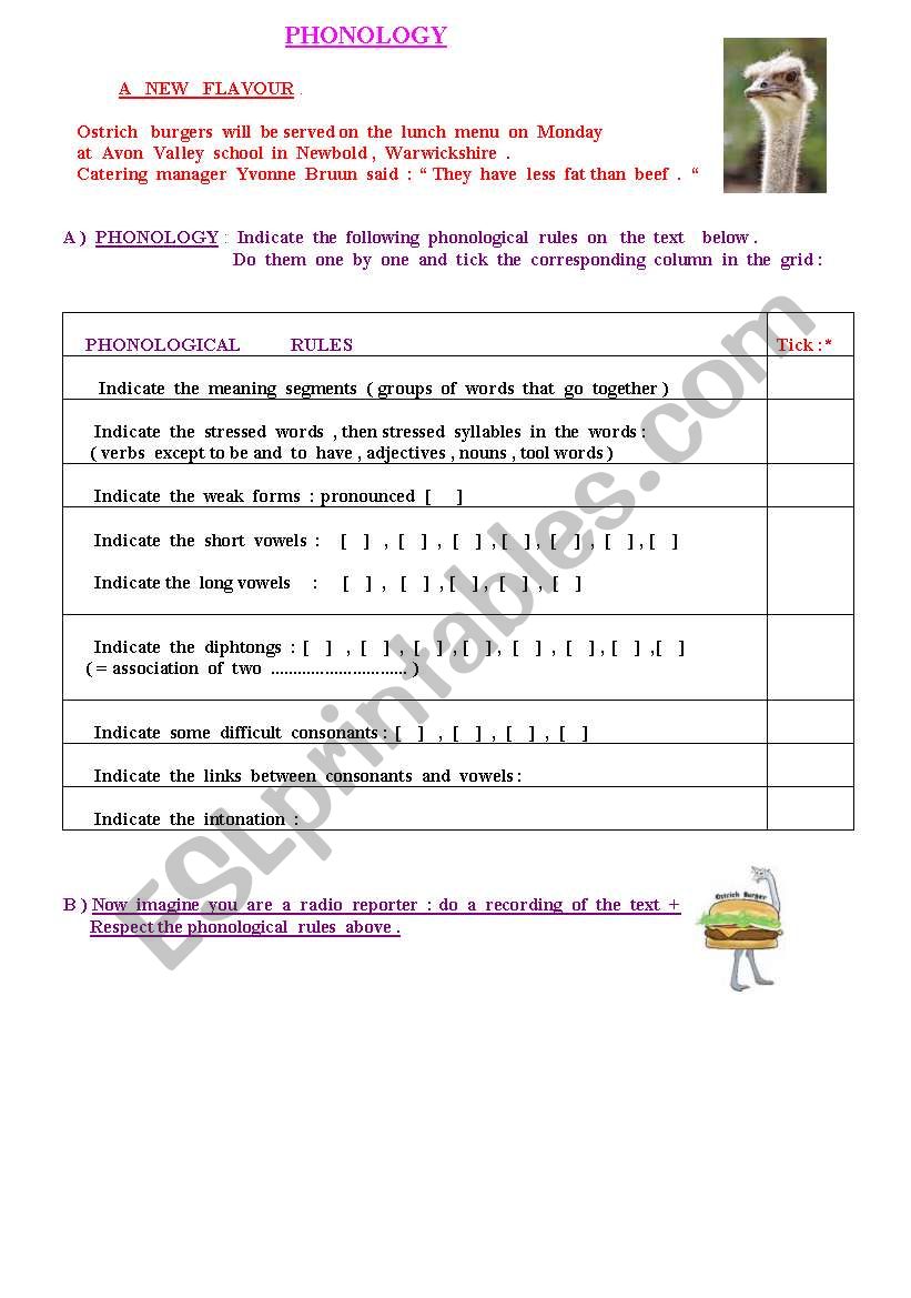 Phonology worksheet