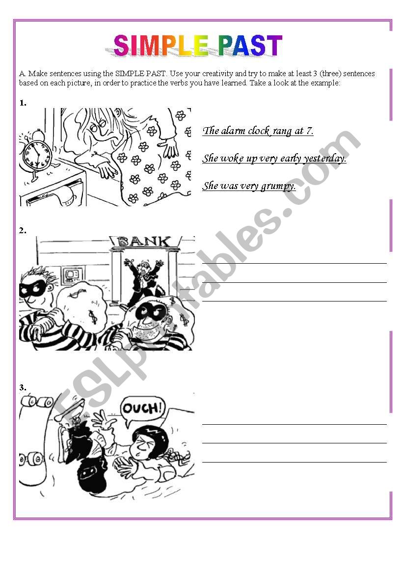 Simple past - make sentences worksheet