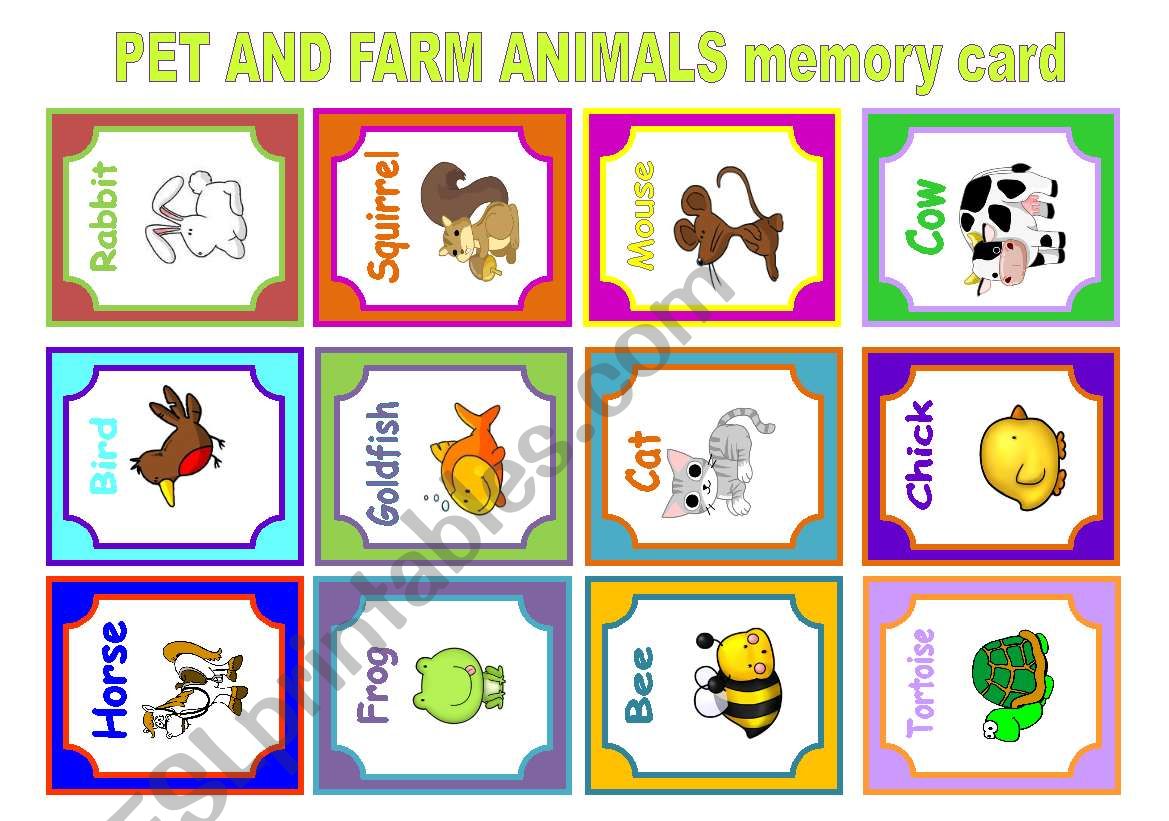 PET AND FARM MEMORY CARD GAME 
