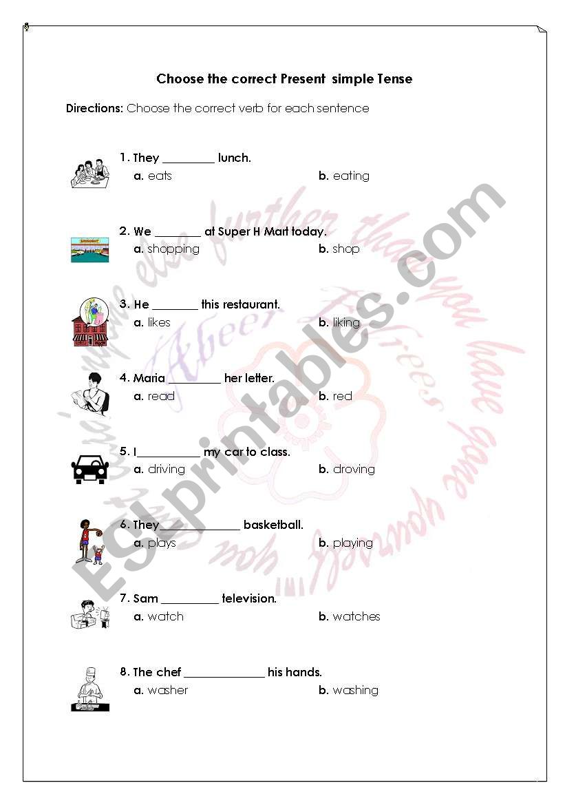 present simpe worksheet