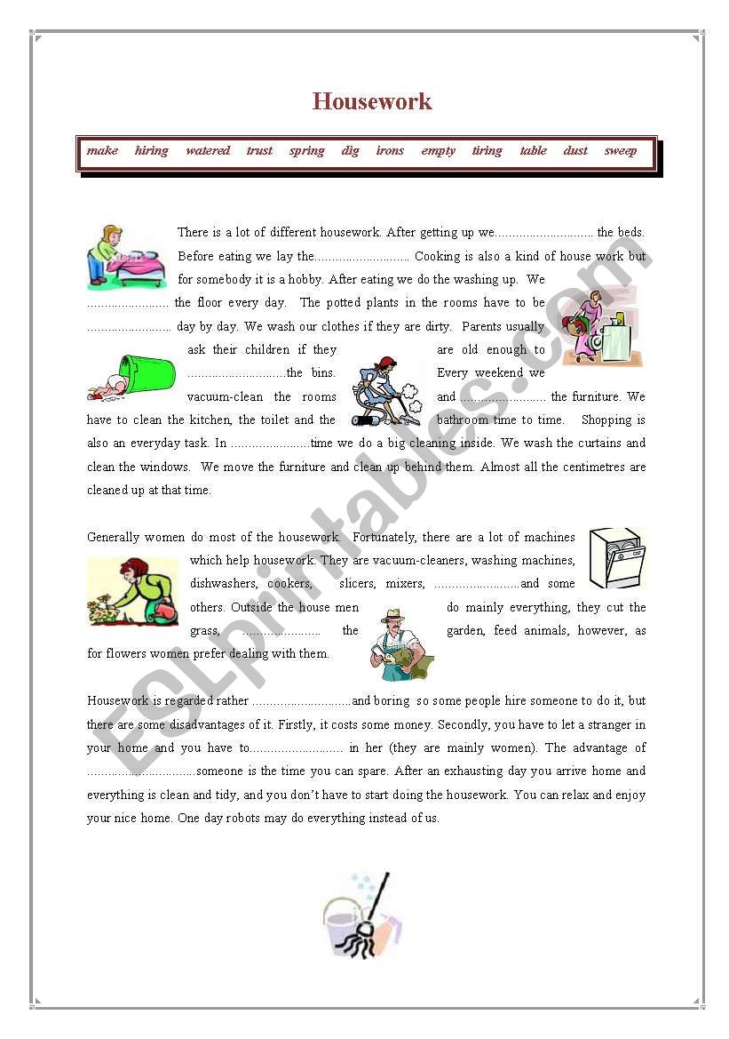 housework worksheet