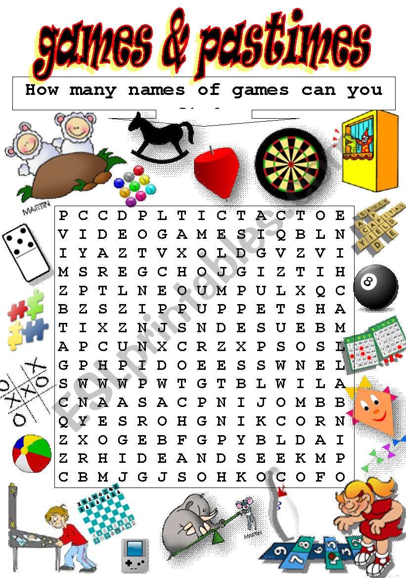 FUN WITH WORDS ABOUT GAMES (WORDSEARCH) Part II
